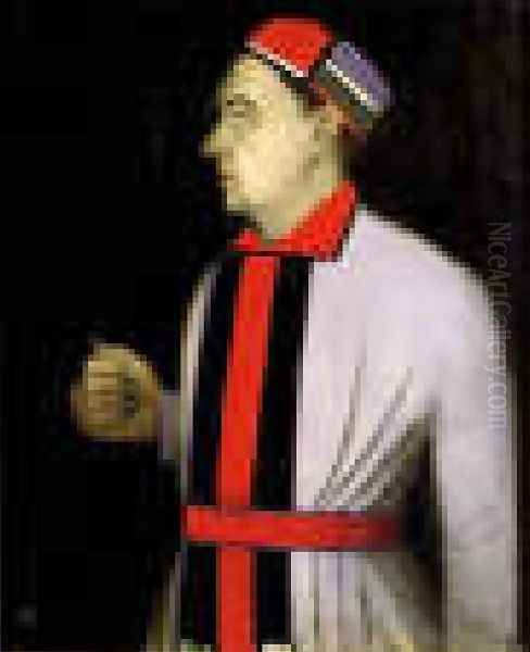 Portrait Of A Man (N N Punin) Oil Painting by Kazimir Severinovich Malevich