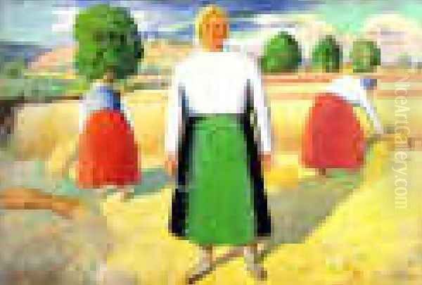 The Reapers Oil Painting by Kazimir Severinovich Malevich