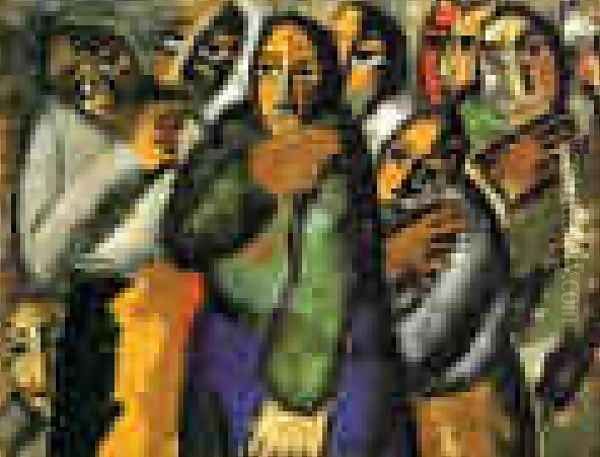 Peasant Women In Church Oil Painting by Kazimir Severinovich Malevich