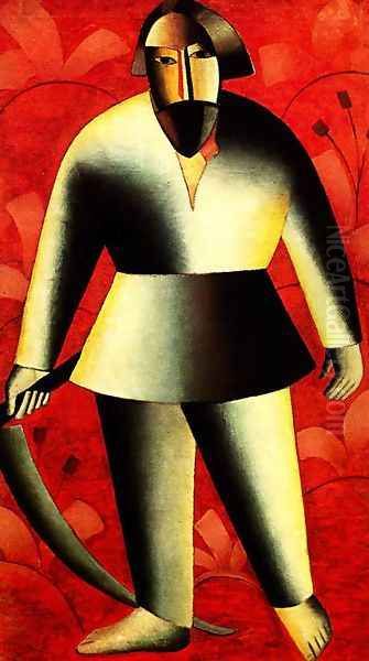 The reaper on red Oil Painting by Kazimir Severinovich Malevich