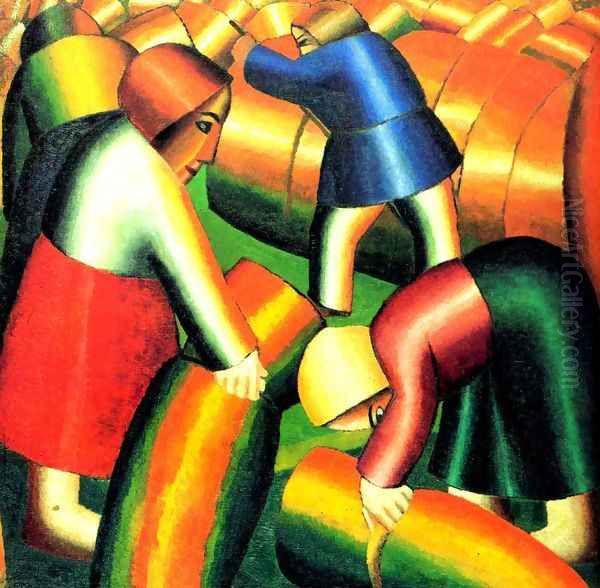 Taking in the rye Oil Painting by Kazimir Severinovich Malevich