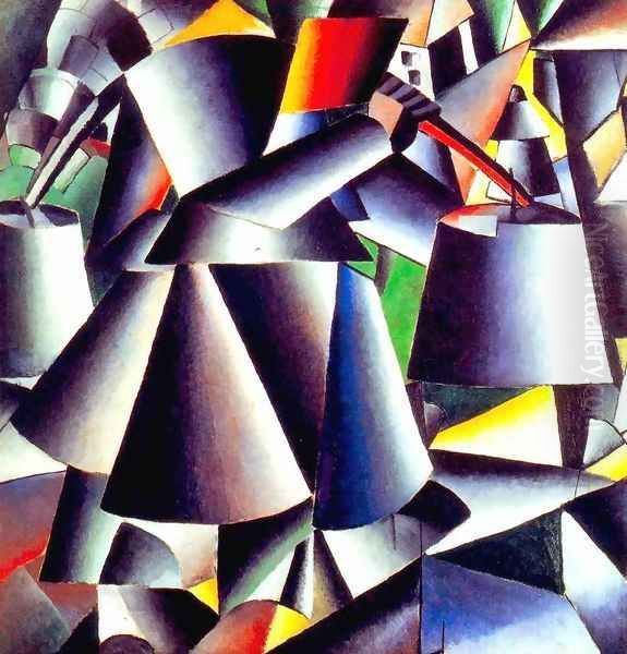 Peasant woman, dynamic Oil Painting by Kazimir Severinovich Malevich