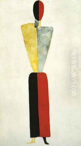 Girl (Figure on White Background) Oil Painting by Kazimir Severinovich Malevich