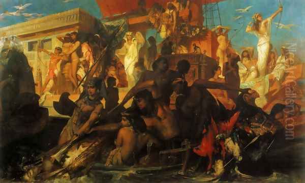 Die Niljagd der Kleopatra (The Nile Hunt of Cleopatra) Oil Painting by Hans Makart