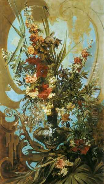 Grosses Blumenstück (Large Flower Piece) Oil Painting by Hans Makart