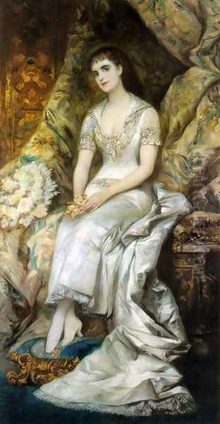 An Elegant Lady Oil Painting by Hans Makart