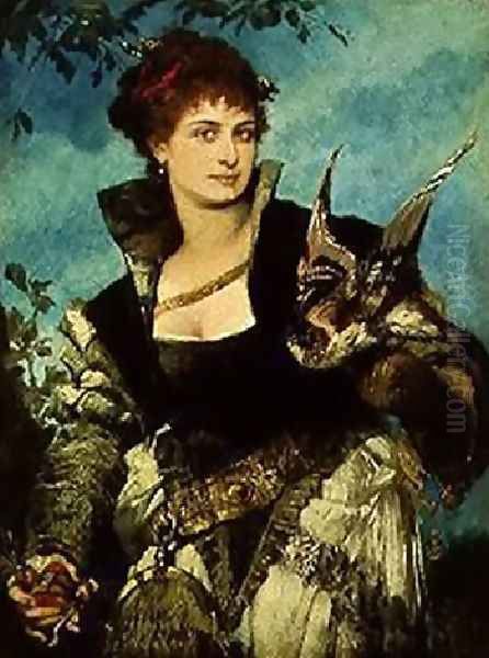 Die Falknerin (The Falconress) Oil Painting by Hans Makart