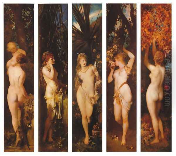 Die funf Sinne Oil Painting by Hans Makart