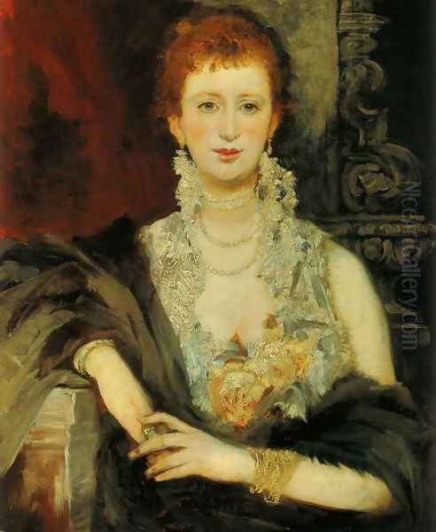 Bildnis Clothilde Beer (Portrait of Clothilde Beer) Oil Painting by Hans Makart