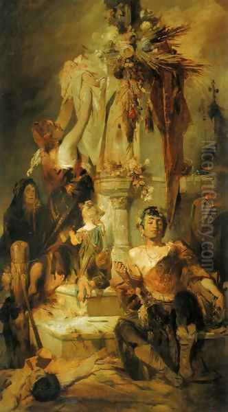 Opferszene (Sacrificial scene) Oil Painting by Hans Makart