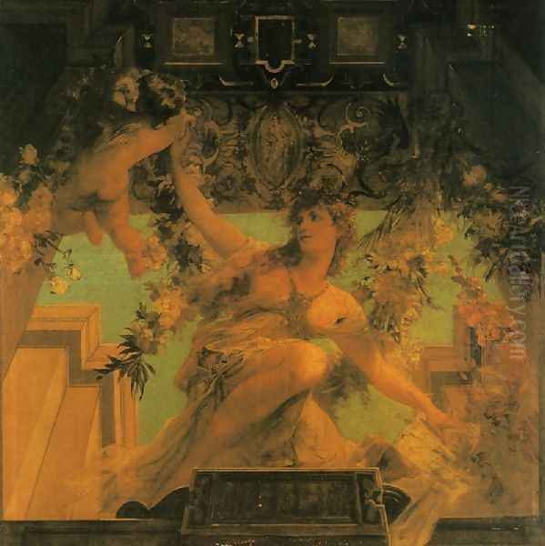 Sinnbild Des Frohlichen Lebensgenusses Oil Painting by Hans Makart