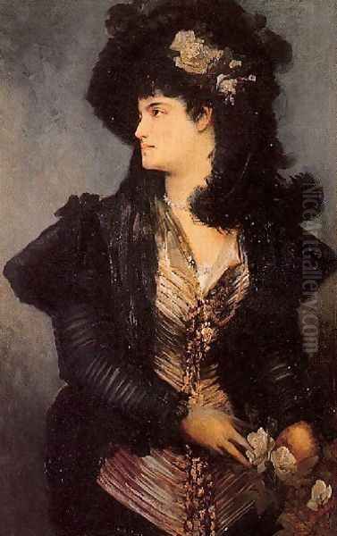 Portrait Of A Lady Oil Painting by Hans Makart