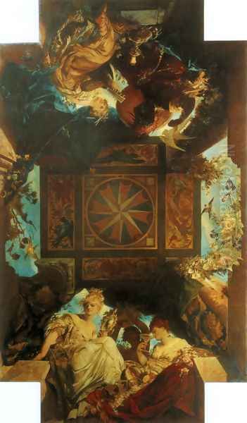 Die Vier Weltteile (The Four Corners of the World) Oil Painting by Hans Makart