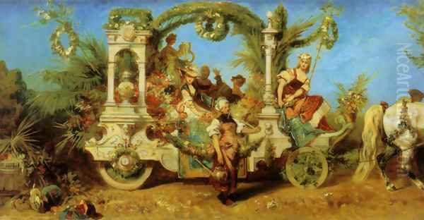 Der Jubiläumszug: Der Gartenbau (The Anniversary Parade: Horticulture) Oil Painting by Hans Makart