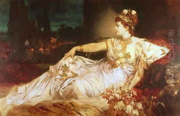 Charlotte Wolter as the Empress Messalina Oil Painting by Hans Makart