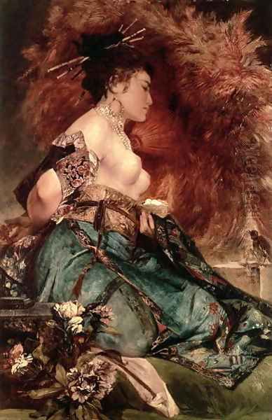 Japanese girl Oil Painting by Hans Makart