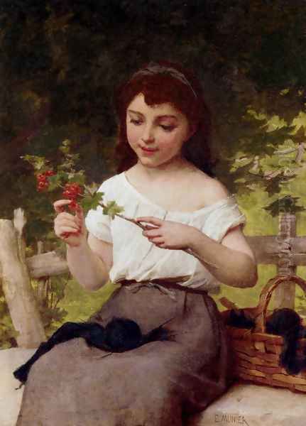 A Sprig Of Berries Oil Painting by Emile Munier