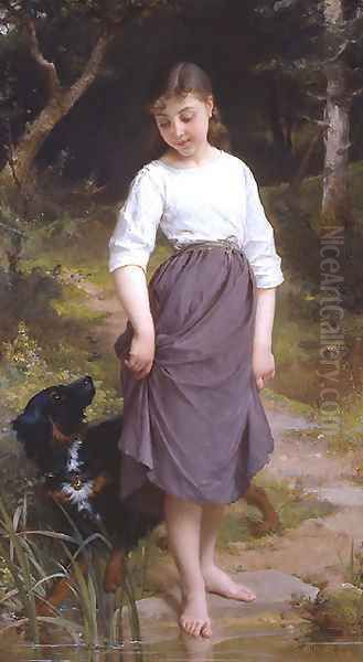 Essai de l'Eau (Testing the Water) Oil Painting by Emile Munier