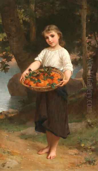 Girl with Basket of Oranges Oil Painting by Emile Munier