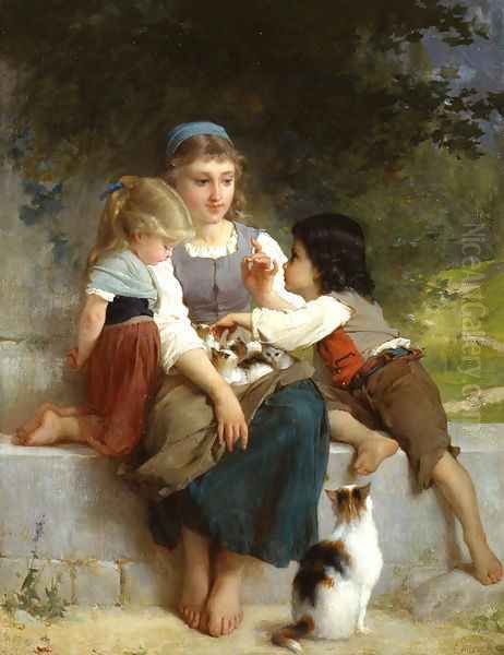 The New Pets Oil Painting by Emile Munier