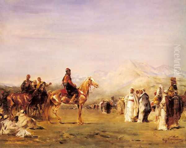 Arab Encampment in the Atlas Mountains Oil Painting by Emile Munier