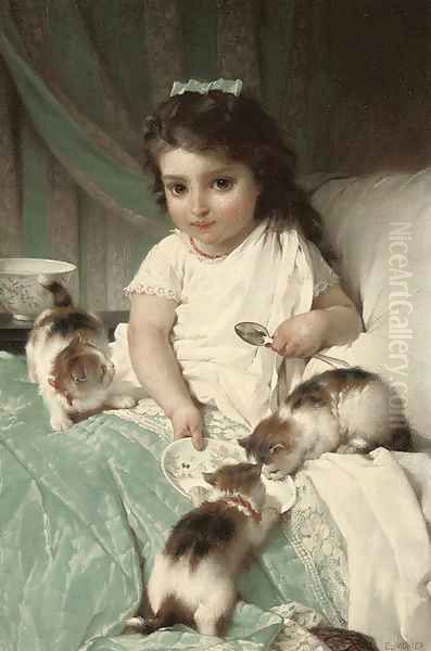 Feeding new friends Oil Painting by Emile Munier