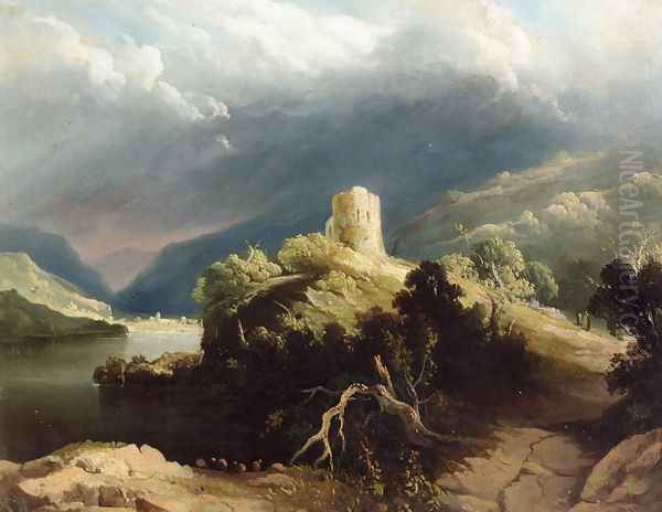 View of Dolbadern Castle, North Wales Oil Painting by John Martin