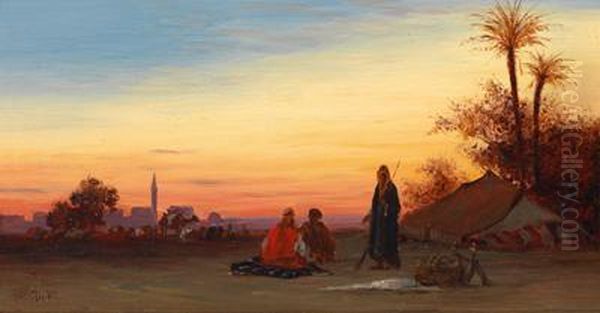 Abendliches Lager Oil Painting by Ch. Theodore, Bey Frere