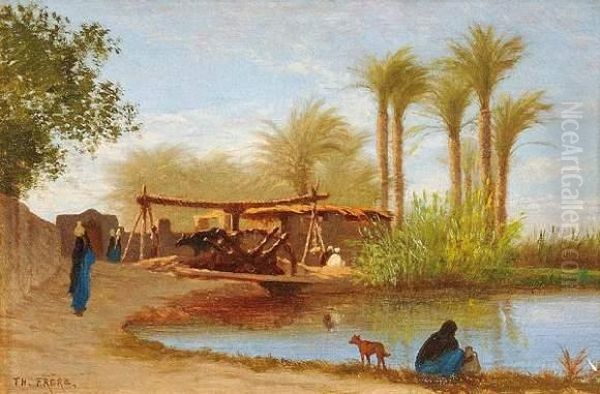 La Noria Oil Painting by Ch. Theodore, Bey Frere