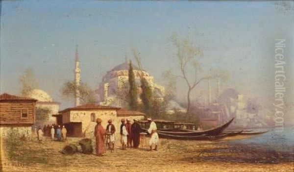 Vue De Constantinople Oil Painting by Ch. Theodore, Bey Frere