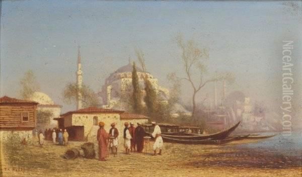 Vue De Constantinople Oil Painting by Ch. Theodore, Bey Frere