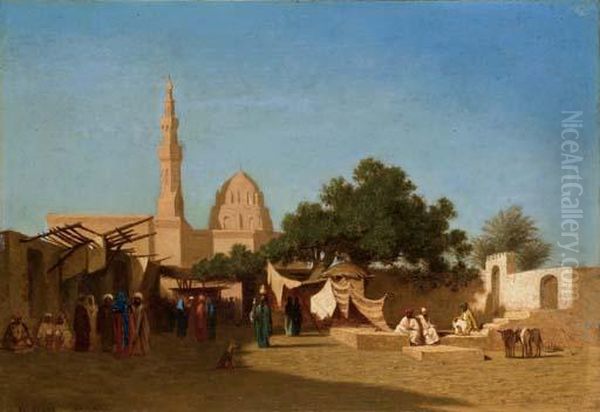 Mosquee Du Sultan Assan, Au Caire Oil Painting by Ch. Theodore, Bey Frere