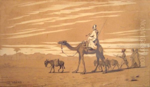 Caravane Dans Le Desert Oil Painting by Ch. Theodore, Bey Frere