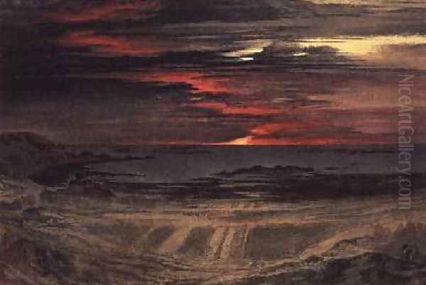 Sunset over a Rocky Bay Oil Painting by John Martin