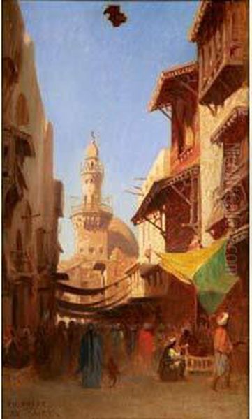 Les Souks Au Caire, Circa 1875 Oil Painting by Ch. Theodore, Bey Frere