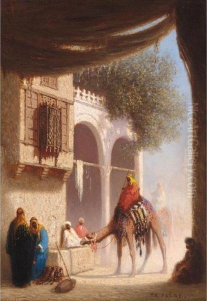 Une Fontaine Au Caire, Egypte Oil Painting by Ch. Theodore, Bey Frere