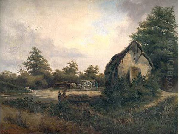 Paysage A La Chaumiere Oil Painting by Ch. Theodore, Bey Frere