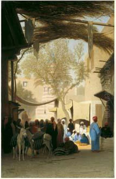 L'entree Du Souk Au Caire Oil Painting by Ch. Theodore, Bey Frere