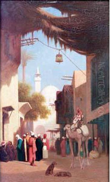 < Une Rue A Damas (syrie) >. Oil Painting by Ch. Theodore, Bey Frere