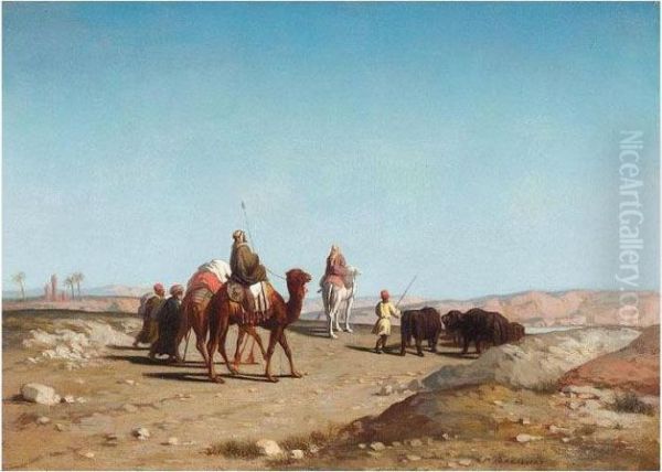 Crossing The Desert Oil Painting by Ch. Theodore, Bey Frere