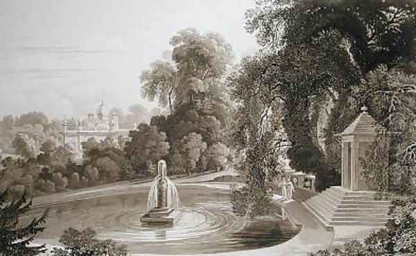 View of the Temple of Suryah and the Fountain of Mahah Doo with a distant view of the north side of the Mansion House Oil Painting by John Martin