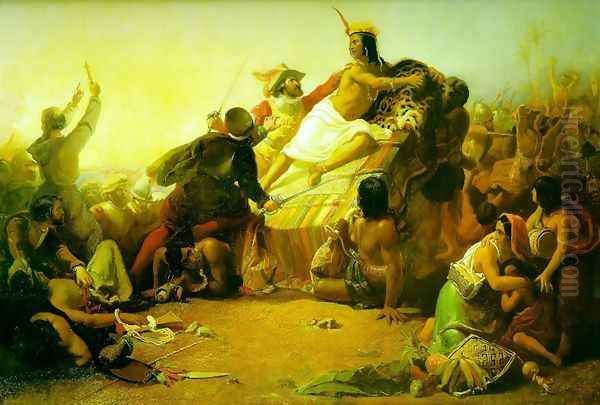 Pizarro Seizing the Inca of Peru Oil Painting by Sir John Everett Millais