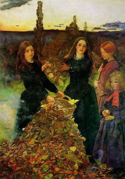 Autumn Leaves Oil Painting by Sir John Everett Millais