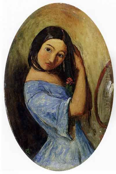 A Young Girl Combing Her Hair Oil Painting by Sir John Everett Millais