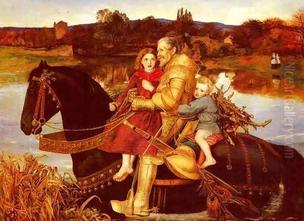 A Dream of the Past - Sir Isumbras at the Ford Oil Painting by Sir John Everett Millais