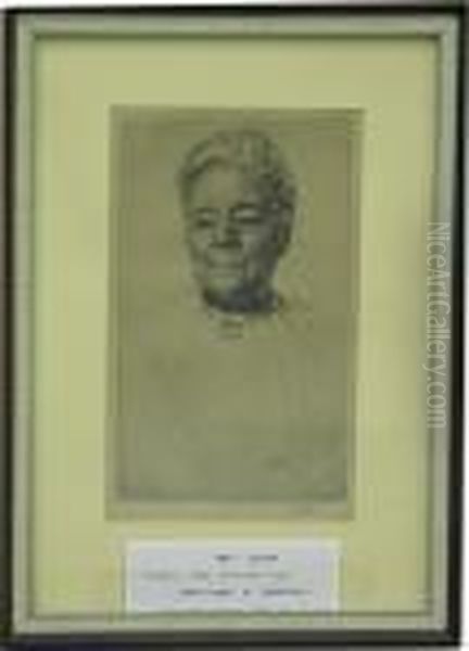 Portratt Av Selma Lagerlof. Platstrl Oil Painting by Axel Fridell