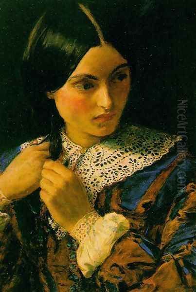 A Beauty Oil Painting by Sir John Everett Millais