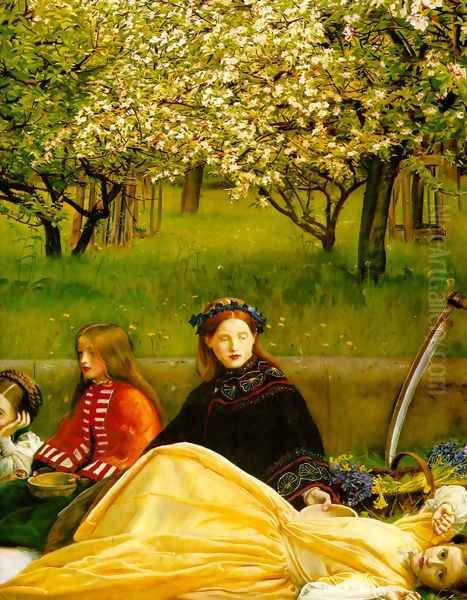 Apple Blossoms (Spring) - detail I Oil Painting by Sir John Everett Millais