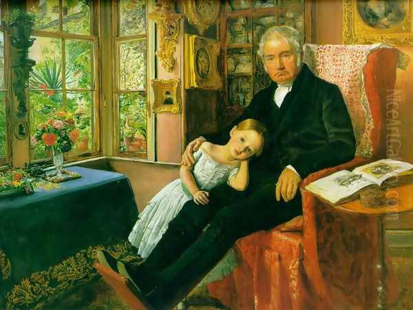 James Wyatt and His Granddaughter Mary Oil Painting by Sir John Everett Millais