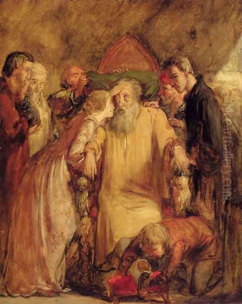 Lear And Cordelia Oil Painting by Sir John Everett Millais